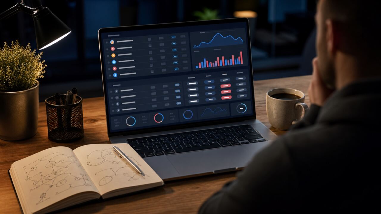 Analyse d'un match de football : statistiques sur ordinateur et carnet de notes tactiques