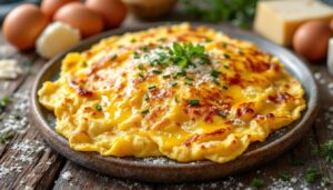 À tester ce midi : l’omelette mousseuse au comté et ciboulette ultra facile avec trois ingrédients du placard