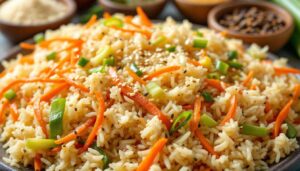 Je prépare ce riz sauté carotte-poireau à la sauce soja dès que je veux un dîner sain et rapide