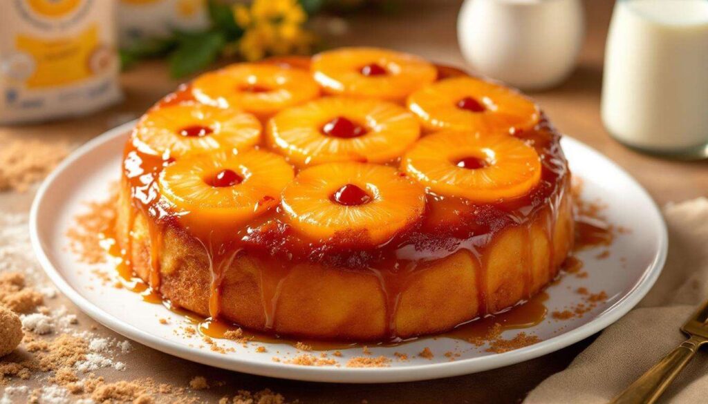 Gâteau renversé à l’ananas facile : caramel brillant et mie bien moelleuse