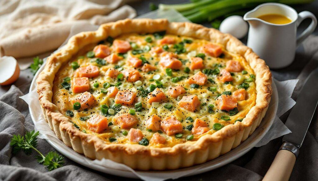 « Mélangez, enfournez, dégustez » : cette quiche saumon-poireaux ultra moelleuse fait toujours un carton !